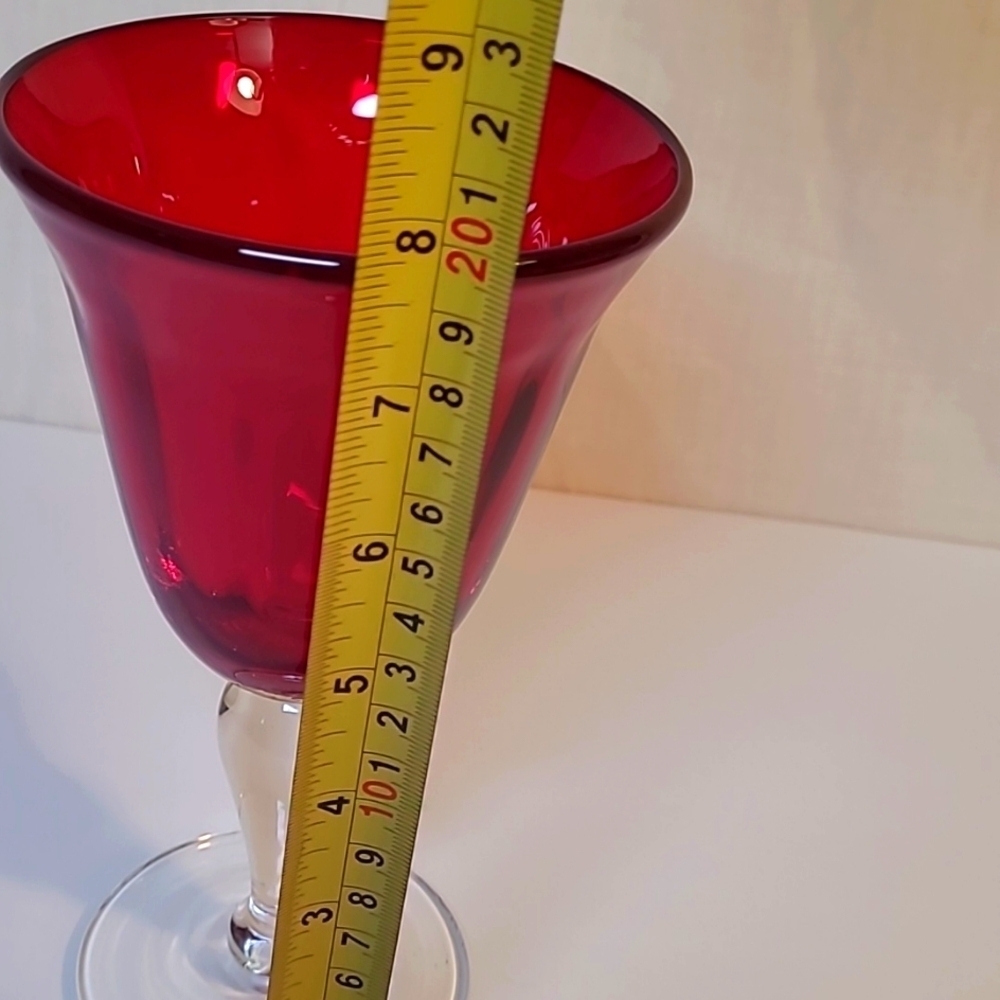 One hand blown ruby red goblet. - Picture 5 of 5